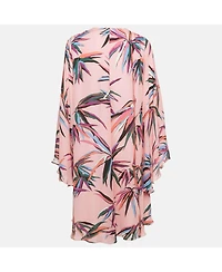 Pre-Owned Emilio Pucci Women's Pink Birds Of Paradise Print Silk Kaftan Short Dress