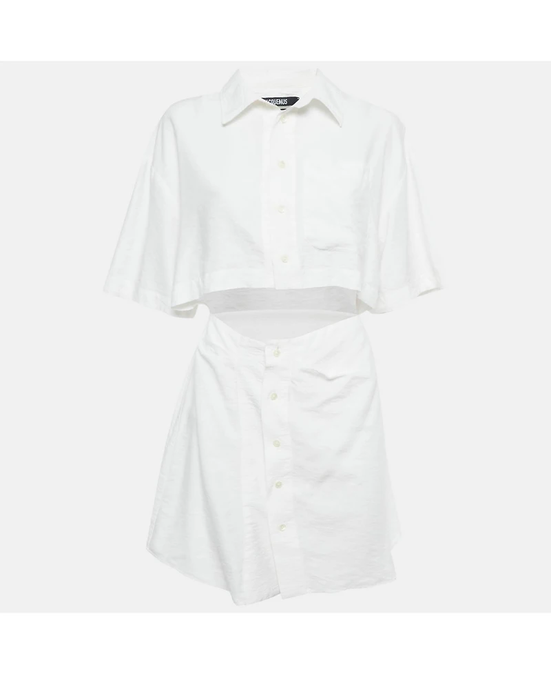 Pre-Owned Jacquemus Women's White Crepe Cut-Out Mini Dress