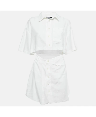 Pre-Owned Jacquemus Women's White Crepe Cut-Out Mini Dress