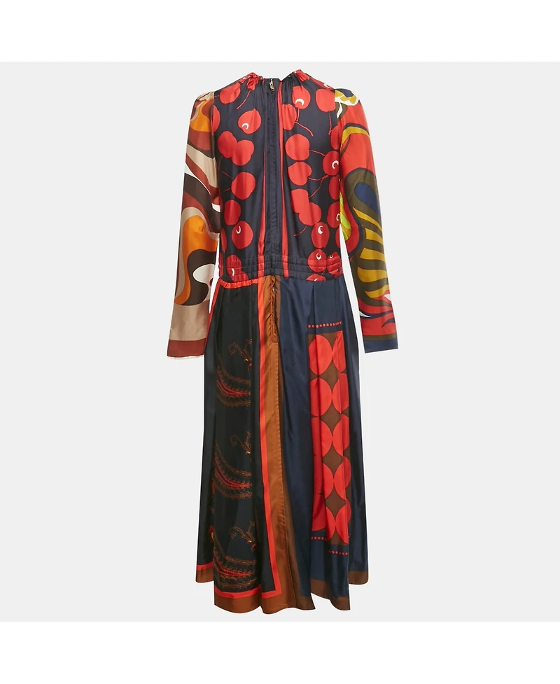 Pre-Owned Dolce & Gabbana Women's Multicolor Printed Silk Midi Dress