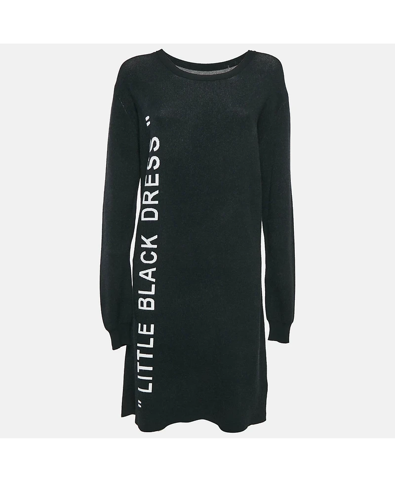 Pre-Owned Off-White Women's Black Stretch Knit Little Black Midi Dress