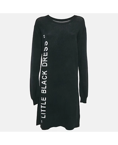 Pre-Owned Off-White Women's Black Stretch Knit Little Black Midi Dress