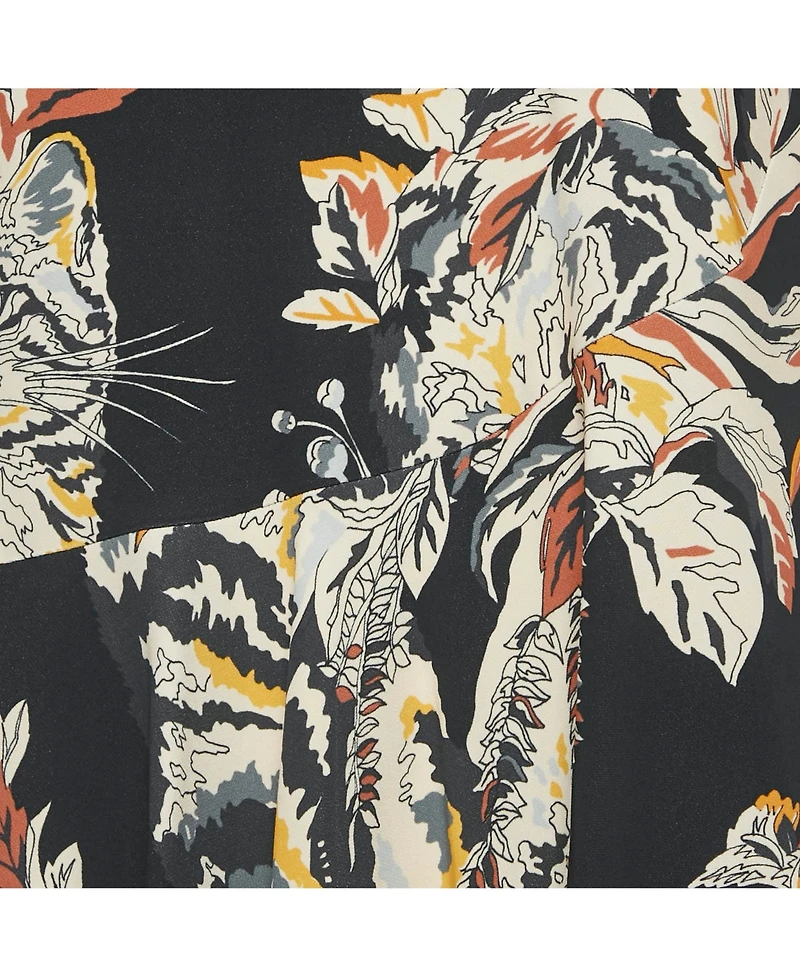 Pre-Owned Stella Mccartney Women's Navy Blue Printed Crepe Asymmetric Mini Dress