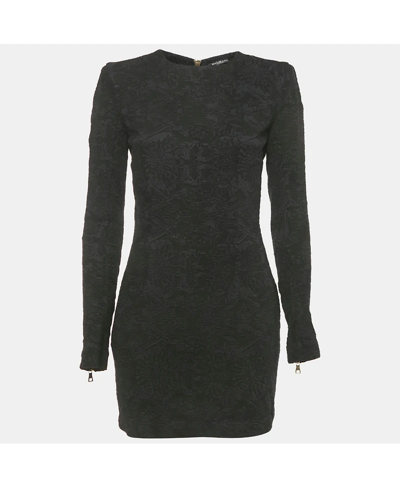 Pre-Owned Balmain Women's Black Jacquard Mini Dress