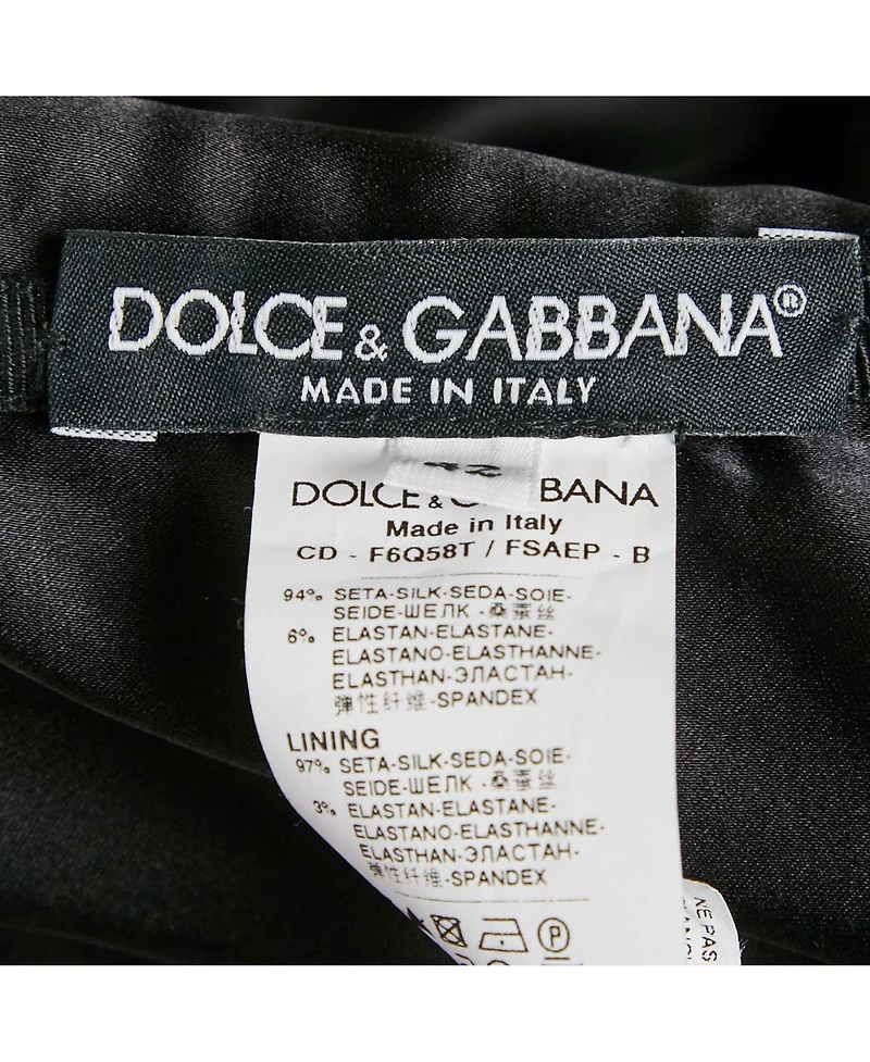 Pre-Owned Dolce & Gabbana Women's Black Polka Dots Print Silk Strapless Mini Dress