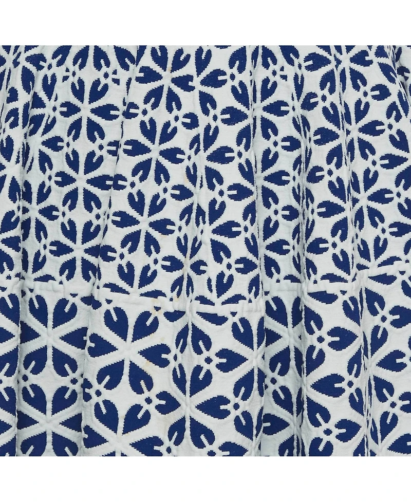 Pre-Owned Alexander Mcqueen Women's White/blue Floral Pattern Stretch Knit Mini Dress