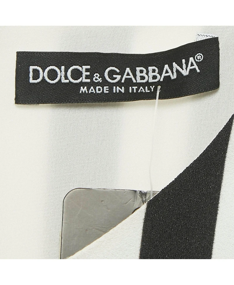Pre-Owned Dolce & Gabbana Women's Black/white Stripe Crepe Midi Dress