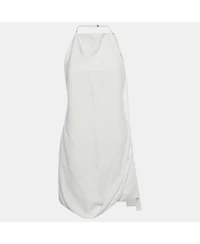 Pre-Owned Jacquemus Women's White Crepe Figuerolles Draped Halter Neck Mini Dress