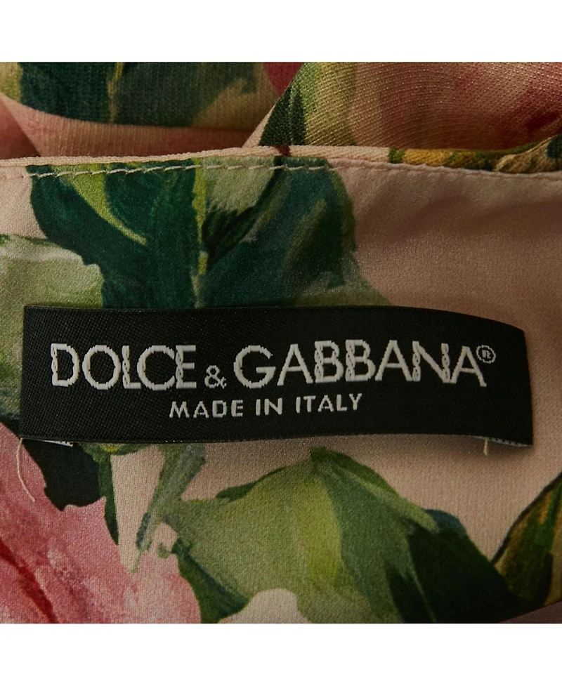 Pre-Owned Dolce & Gabbana Women's Pink Rose Print Crepe Sleeveless Shift Dress