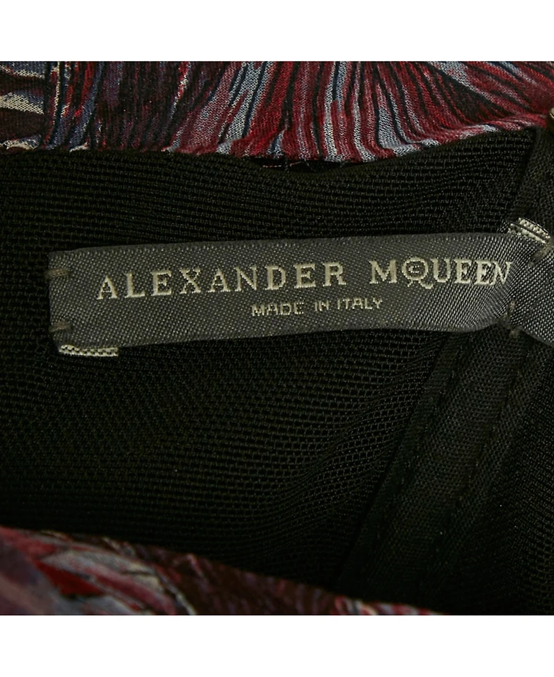 Pre-Owned Alexander Mcqueen Women's Purple Printed Strapless Midi Dress