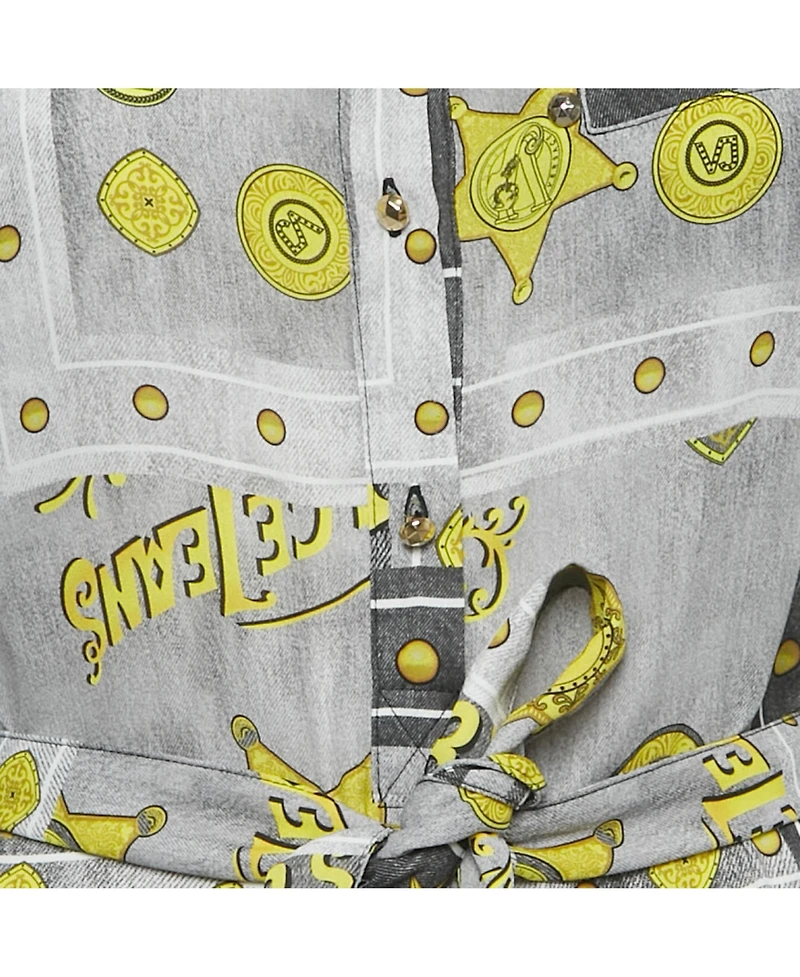 Pre-Owned Versace Women's Jeans Grey Printed Crepe Tunic Top