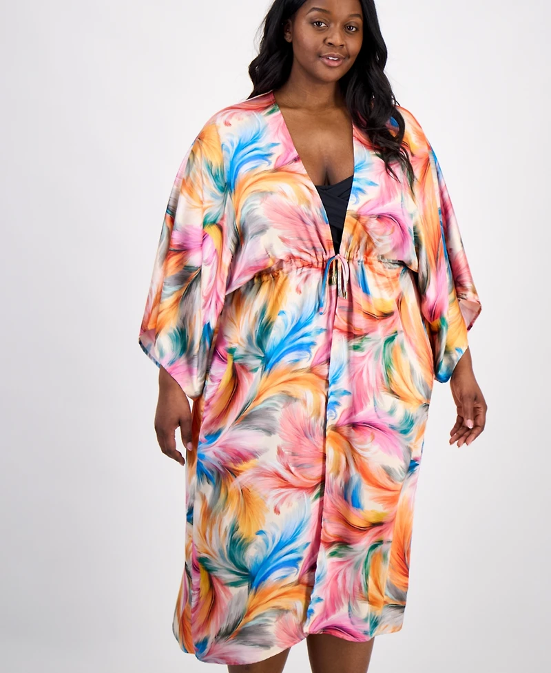 La Blanca Plus Front-Tie Cover-Up Kimono