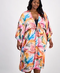 La Blanca Plus Front-Tie Cover-Up Kimono