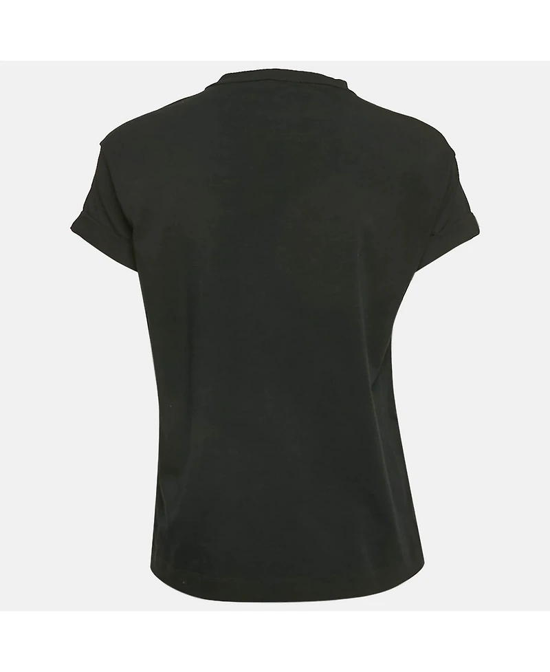 Pre-Owned Brunello Cucinelli Women's Black Jersey Monili Embellished T-Shirt