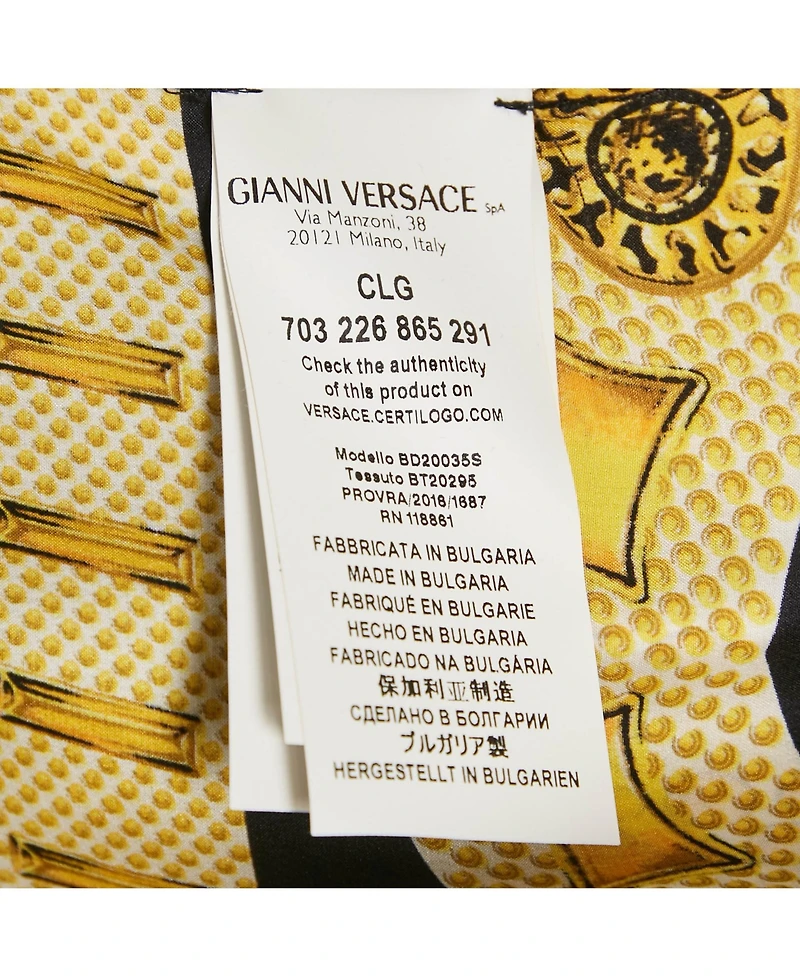 Pre-Owned Versace Women's Pre-Owned Versus Versace Black/yellow Baroque Print Satin Silk Shirt