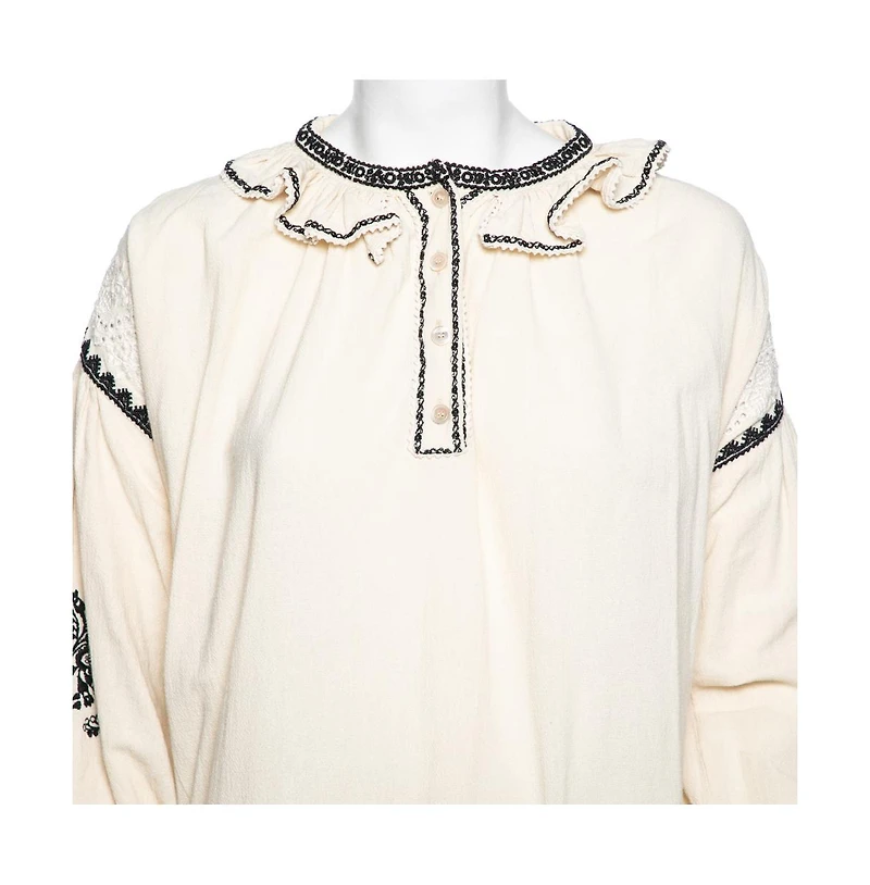 Pre-Owned Isabel Marant Women's Etoile Off White Embroidered Ruffled Oversized Top