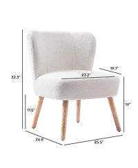 4 Piece Upholstered Boucle Accent Chair and Ottoman Sets