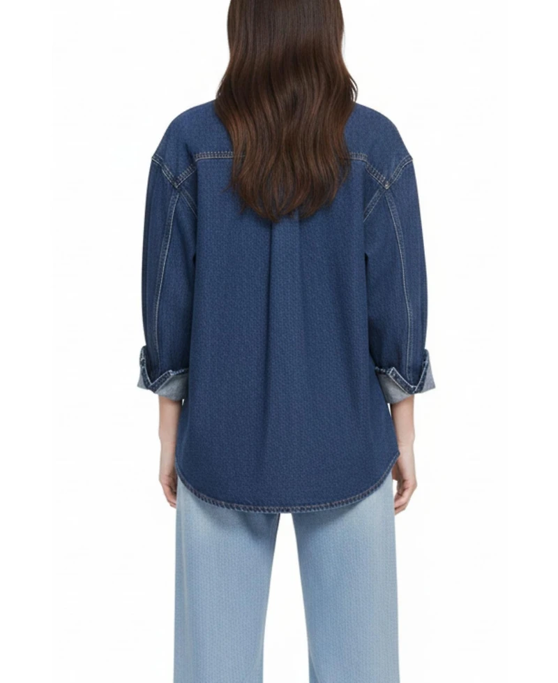 Elle Collection Women's Feather Soft Denim Shirt Button Down Top