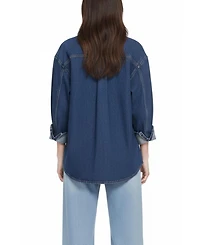 Elle Collection Women's Feather Soft Denim Shirt Button Down Top