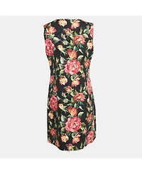 Pre-Owned Dolce & Gabbana Women's Black Floral Print Jacquard Cotton Blend Sleeveless Mini Dress