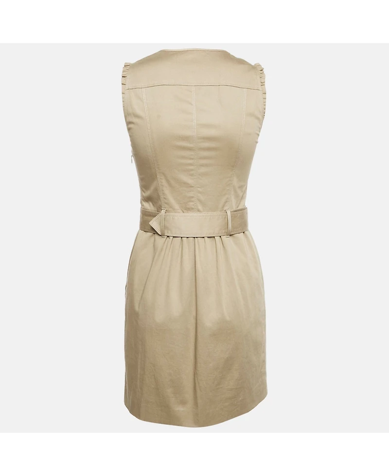 Pre-Owned Burberry Women's London Beige Cotton Belted Sleeveless Mini Dress