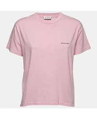 Pre-Owned Balenciaga Women's Pink Cotton Logo T-Shirt