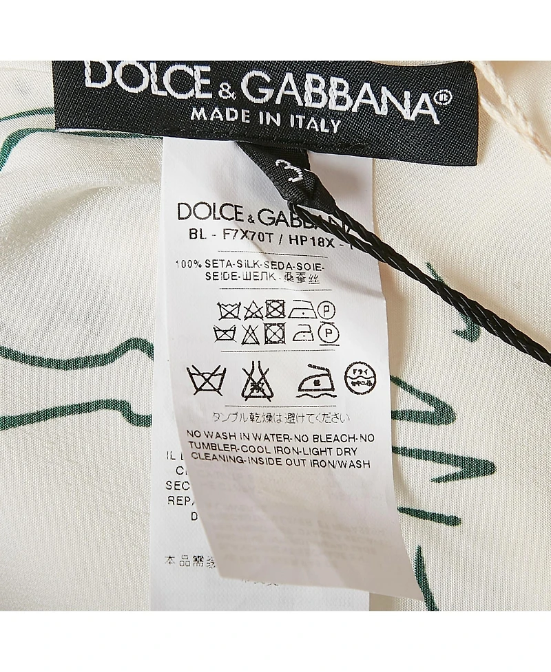 Pre-Owned Dolce & Gabbana Women's Off White Bird Cage Print Silk Blouse