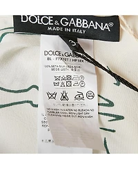 Pre-Owned Dolce & Gabbana Women's Off White Bird Cage Print Silk Blouse