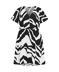 City Chic Plus Frill Mini Print Dress
