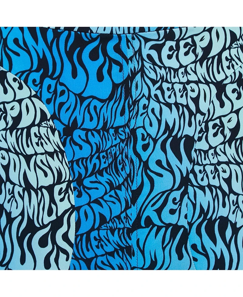 Pre-Owned Stella Mccartney Women's Blue Printed Crepe De Chine Midi Skirt