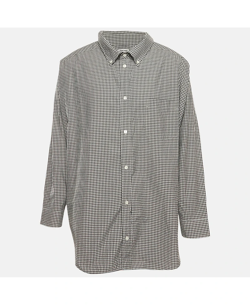 Pre-Owned Balenciaga Women's Monochrome Gingham Cotton Oversized Shirt
