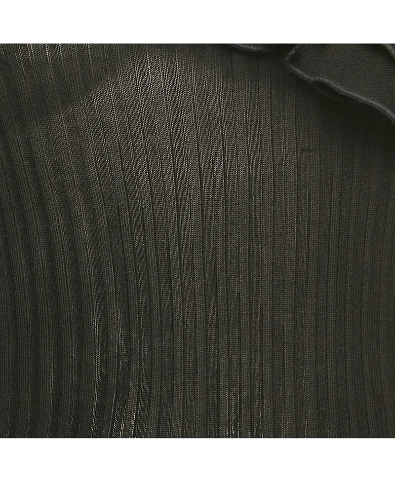 Pre-Owned Balmain Women's Black Rib Knit Ruffled One Shoulder Top