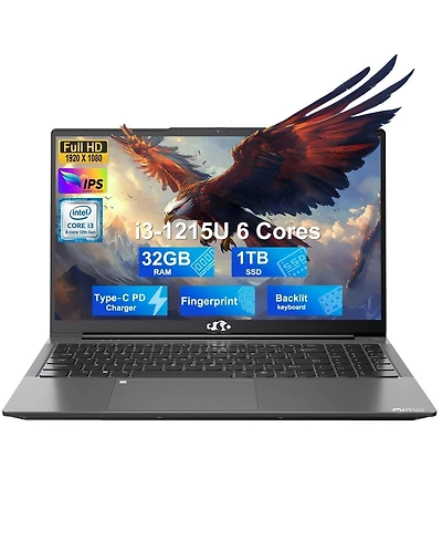 Nimo 17.3" Ips Fhd-Laptop Intel 6 Cores i3-1215U 32GB Ram 1TB Ssd 4.4GHz