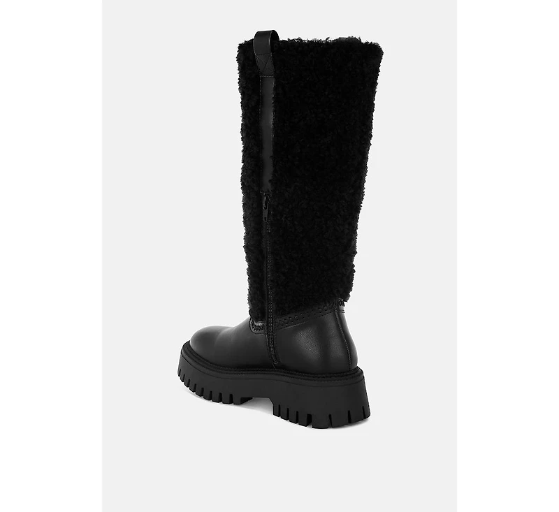 Lapland Fur Detail Calf Length Boots Women