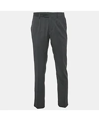 Pre-Owned Dolce & Gabbana Men's Black Pinstripe Crepe Formal Trousers