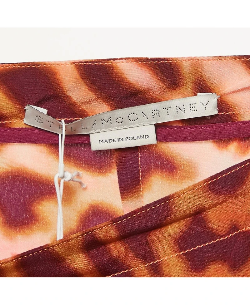 Pre-Owned Stella Mccartney Women's Brown Leopard Print Silk Flared Midi Skirt