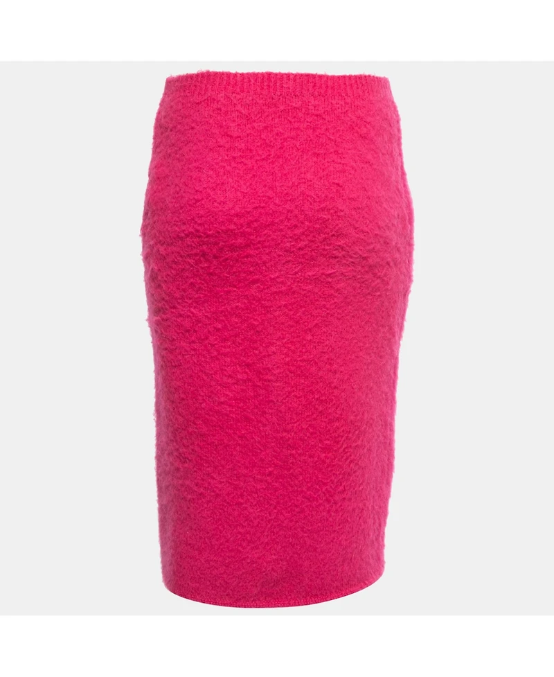 Pre-Owned Versace Women's Hot Pink Mohair Blend Knit Pencil Skirt