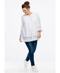 ellos Women's Crochet Trim Blouse