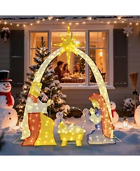 6 Ft Lighted Nativity Scene with 240 Warm White Led Lights for Yard, Porch, Garden