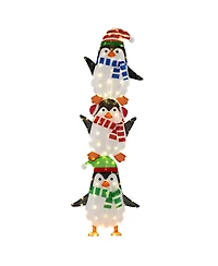 Costway Lighted Penguins Decoration Set of 3 with 156 Warm White Lights Cute Hats & Scarves