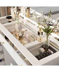 Homsee Rectangle White Wooden 1 Drawer Writing Desk