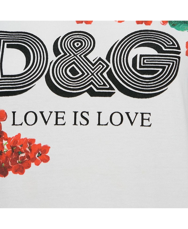 Pre-Owned Dolce & Gabbana Women's Floral Print Cotton Crew Neck T-Shirt