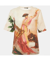 Pre-Owned Dolce & Gabbana Women's Bull Rider Print Cotton Blend Top