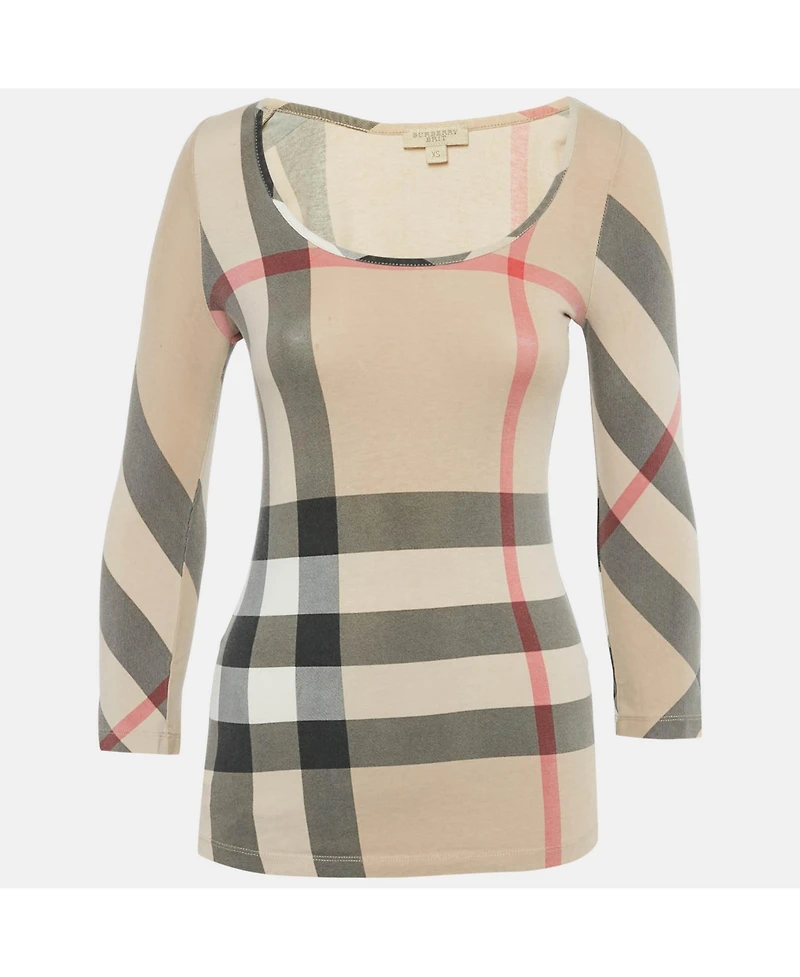 Pre-Owned Burberry Women's Brit Light Giant Check Cotton Knit Top
