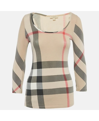 Pre-Owned Burberry Women's Brit Light Giant Check Cotton Knit Top