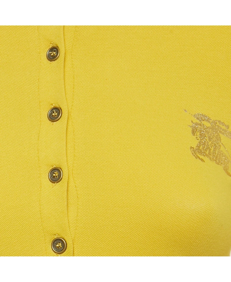 Pre-Owned Burberry Women's Brit Logo Foil Print Cotton Polo T-Shirt