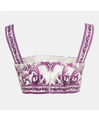 Pre-Owned Dolce & Gabbana Women's Majolica Print Cotton Crop Top
