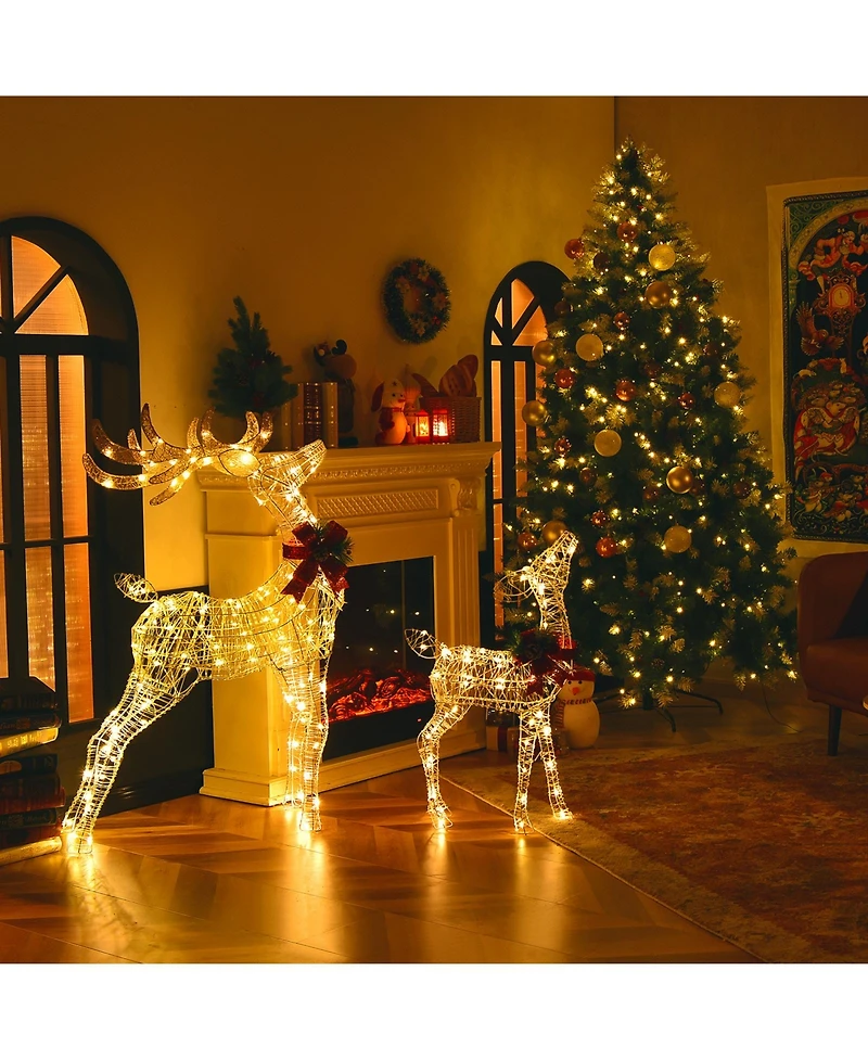 Costway 4.4FT Lighted Standing Reindeer Christmas Decoration Pre-Lit 120 Led Bulbs