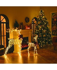 Costway 4.4FT Lighted Standing Reindeer Christmas Decoration Pre-Lit 120 Led Bulbs