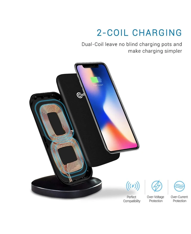 Contixo W3 Fast Wireless Charging Stand, Qi Compatible for Smartphones